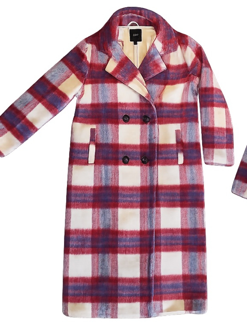 Forever 21 Red and Cream Plaid Coat